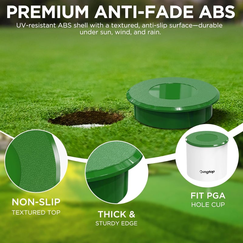 KINGTOP Golf Hole Cup Cover – Fits Standard 4.25" Aluminum & Plastic Golf Cups – Convert Backyard Practice Putting Green to Multi-Use Space - Image 3